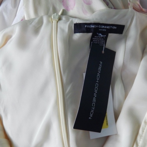 French Connection Elyria Oona Yellow Satin Cowl Neck Floral Slip Dress Nwt 6 - Picture 3 of 6